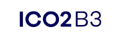 A imagem apresenta o texto “ICO2 B3” em letras maiúsculas azuis sobre fundo branco.