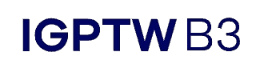 The image shows the text “IGPTW B3” written in dark blue capital letters on a black background.